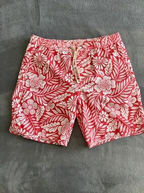 Boys Fair Harbor Anchor Red Hibiscus Swim Trunks